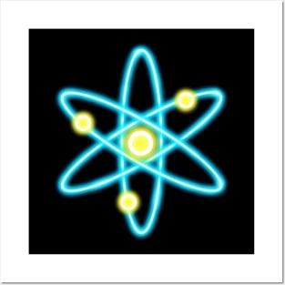 Light Blue Neon Cosmos Atom Posters and Art